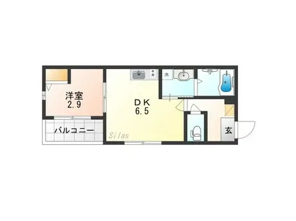 THE HAVEN OSAKA(1DK/2階)の間取り写真