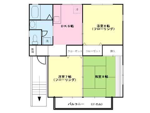 シーバSK(3DK/2階)の間取り写真