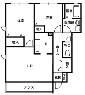 ブランシェM・B棟(2LDK/1階)の間取り写真