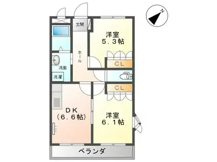 コーポロコモーションL(2DK/2階)の間取り写真