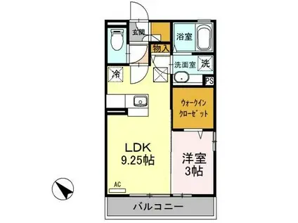 D-ROOM ガッティーノ206(1LDK/2階)の間取り写真