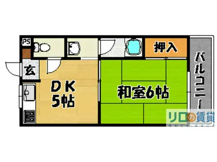 ロイヤルハイム豊新(1DK/5階)の間取り写真