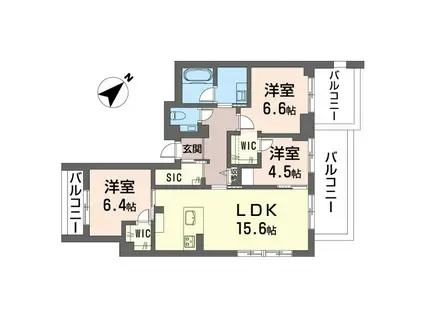 グランディール横濱台場(3LDK/4階)の間取り写真