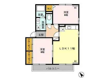 SALT VALLEY COURT A(2LDK/2階)の間取り写真