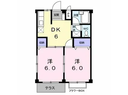 レジデンスタナカB(2DK/1階)の間取り写真