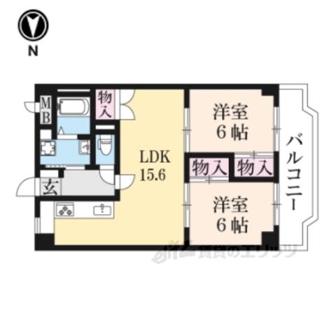 サンライト星ヶ丘(2LDK/2階)の間取り写真
