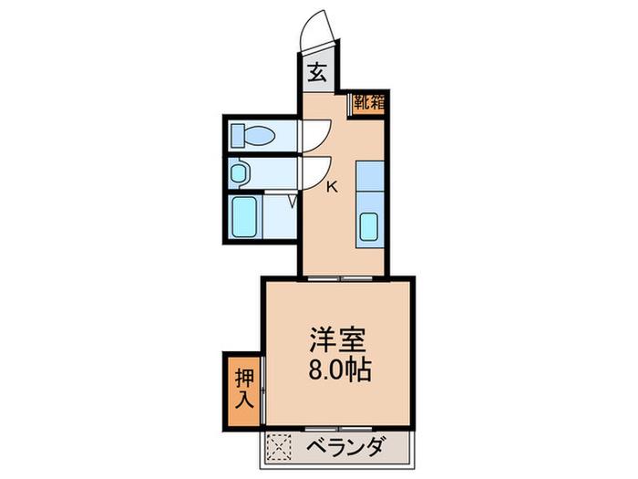 三熊元町ハイツ(1K/1階)の間取り写真