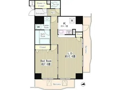 アルブル高輪(1LDK/11階)の間取り写真