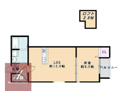 ハウスモメゾン大浜 B(1LDK/3階)の間取り写真