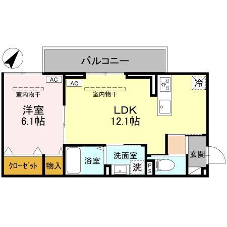 ルミナスプレイス(1LDK/2階)の間取り写真