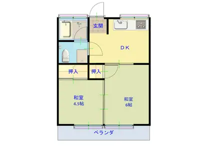 コーポ 越谷(2DK/2階)の間取り写真