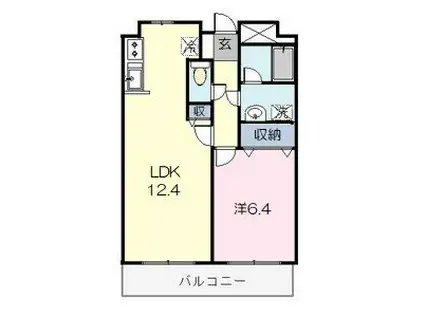 ピーノドゥーエ(1LDK/1階)の間取り写真