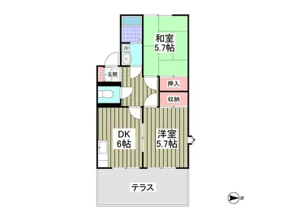 エミケーユ錦(2DK/1階)の間取り写真