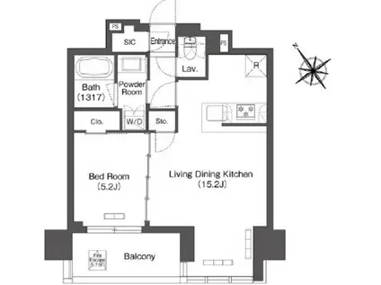 コンフォリア芝浦モク(1LDK/5階)の間取り写真