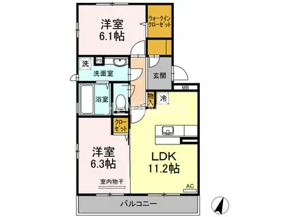 メゾン・ド・ボヌール(2LDK/1階)の間取り写真