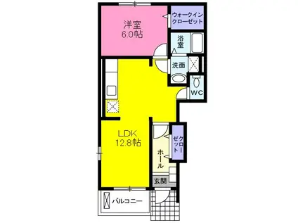 プラシードII(1LDK/1階)の間取り写真