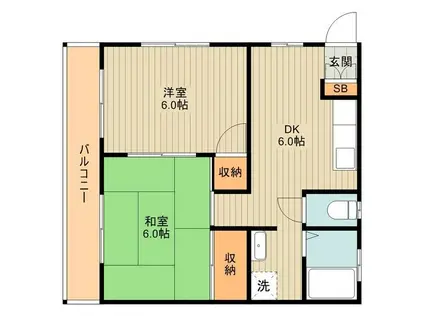 たかすぎアパート(2DK/1階)の間取り写真