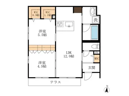 メゾン・ド・ファミーユ(2LDK/1階)の間取り写真