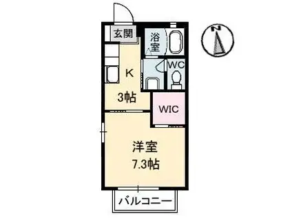 グリーンビュー A棟(1K/2階)の間取り写真