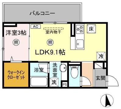 D-ROOM西町(1LDK/1階)の間取り写真