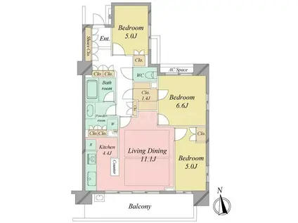 パークホームズ新松戸駅前(3LDK/3階)の間取り写真