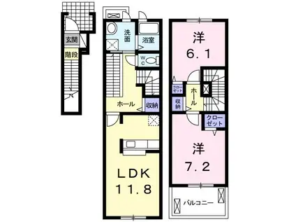 フレッシュリ-B(2LDK/2階)の間取り写真