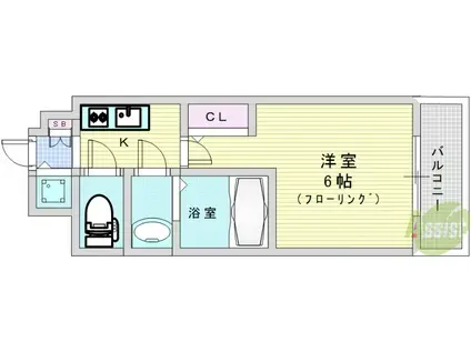 エスリード大阪梅田リュクス(1K/6階)の間取り写真