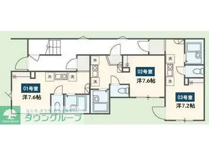 MELDIA海老名(ワンルーム/1階)の間取り写真