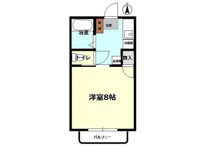 YプラッツB(1K/2階)の間取り写真