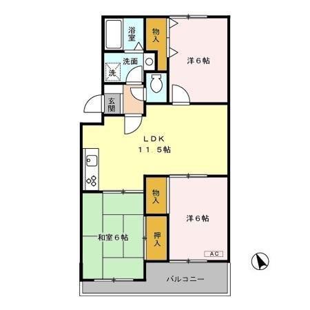 ヴァンベール神山I(3LDK/3階)の間取り写真