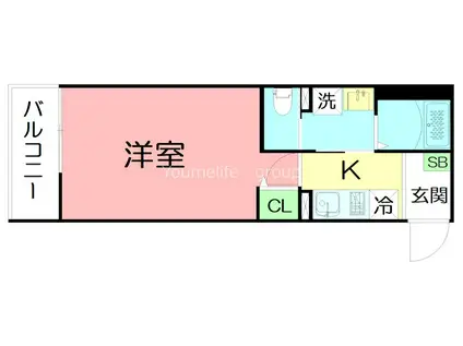 セレーノ国分南(1K/2階)の間取り写真