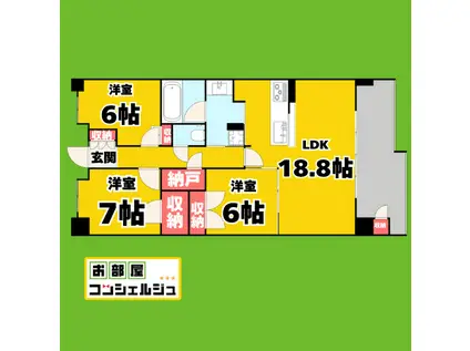 バンベール東山(3LDK/4階)の間取り写真