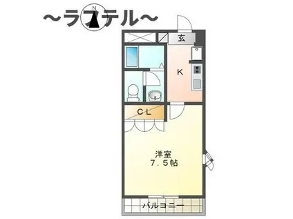アイリスハイム(1K/2階)の間取り写真