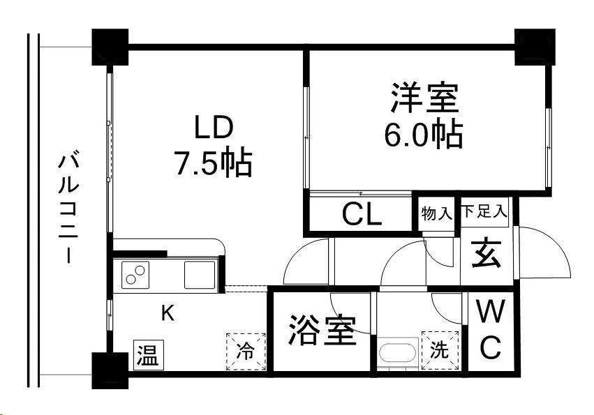 プラッツ木町(1LDK/3階)の間取り写真