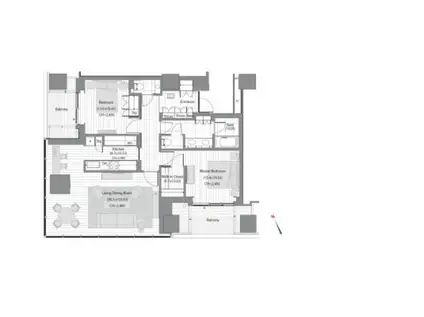 虎ノ門ヒルズ レジデンシャルタワー(2LDK/10階)の間取り写真