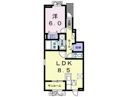 アウローラIII(1LDK/1階)の間取り写真