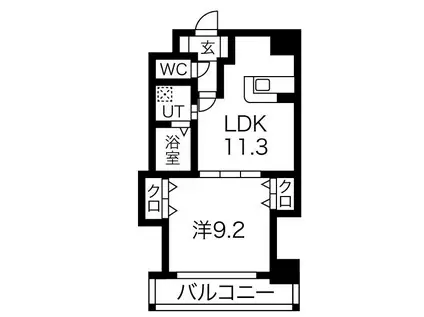 プロビデンス葵タワー(1LDK/3階)の間取り写真
