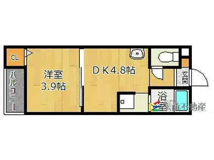 リバティー・JK(1DK/2階)の間取り写真