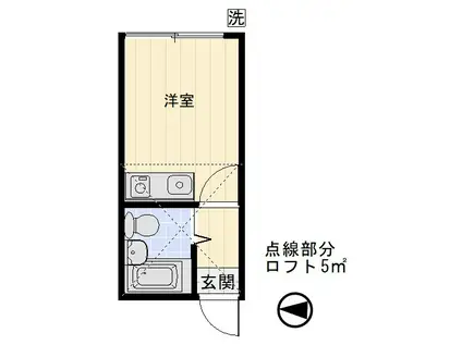 レインボウ桜台(ワンルーム/1階)の間取り写真