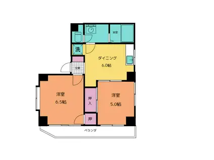 フラワーハイツ(2DK/1階)の間取り写真