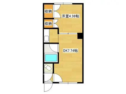 本町コーポ(1DK/1階)の間取り写真