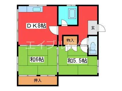 よしみ荘(2LDK/1階)の間取り写真