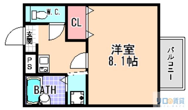 ブリリアントエトワール宝塚(1K/1階)の間取り写真