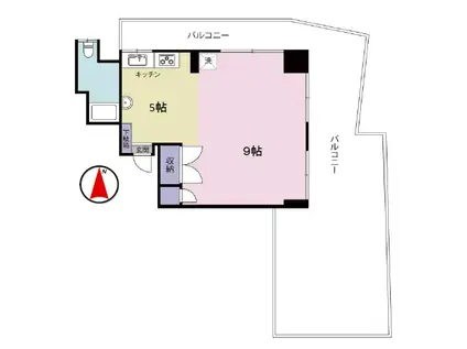 メロン武蔵野(ワンルーム/2階)の間取り写真