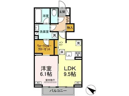 アナシエ富田町(1LDK/1階)の間取り写真