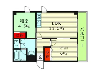 リーセスハイム(2LDK/3階)の間取り写真