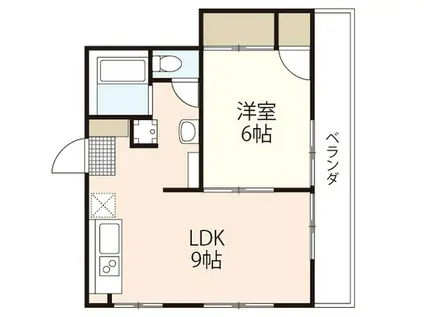 中瀬ビル(1LDK/2階)の間取り写真