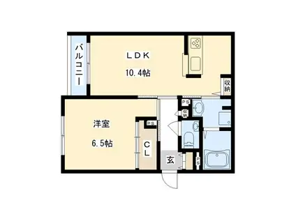 RIVER ウエスト清水(1LDK/1階)の間取り写真