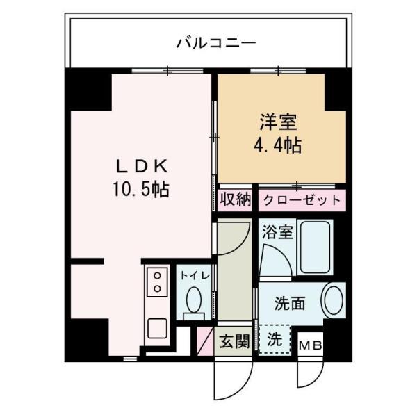 GLANZ高尾町(1LDK/5階)の間取り写真