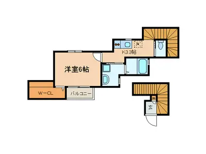 ヒルクレスト中井(1K/2階)の間取り写真